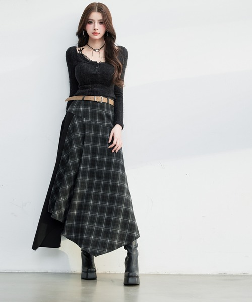 VEILA(ヴェイラ)の「アシメチェックベルトフレアスカート(スカート・レディース・ブラック・M/L)」の15枚目の写真