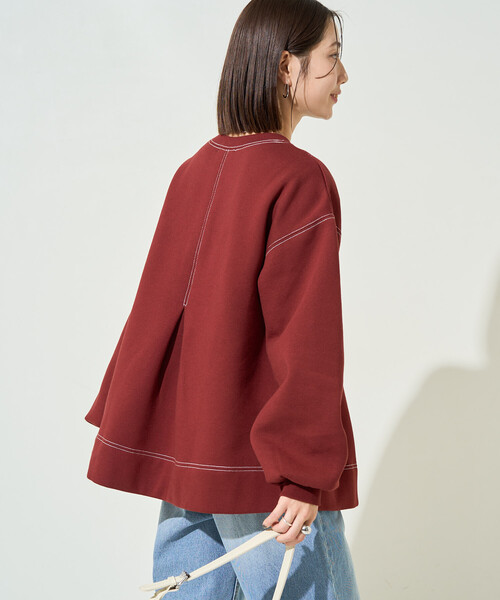 FREAK'S STORE(フリークスストア)の「限定展開 配色 ステッチ タック Aライン 裏起毛 チュニック(スウェット・レディース・杢グレー/ナチュラル/ブラック/レッド・フリ-)」の21枚目の写真