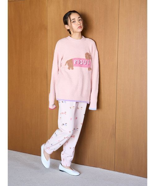 ジェラピケ gelato pique ダックス セットアップ ルームウェア セール】ダックスフンド柄ロングパンツ（ルームウェア/パジャマ