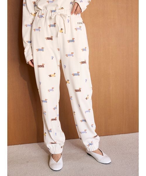 セール】ダックスフンド柄ロングパンツ（ルームウェア/パジャマ