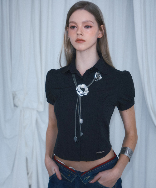 ROSEFRANTZ（ロゼフランツ）の「Dot Round Collar Blouse [Black]（シャツ/ブラウス・レディース・ブラック・SMALL/MEDIUM）」の2枚目の写真