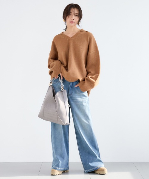 BARNYARDSTORM(バンヤードストーム)の「BARNYARDSTORM / セーラースキッパーニット(ニット/セーター・レディース・グレー/キャメル・FREE)」の7枚目の写真