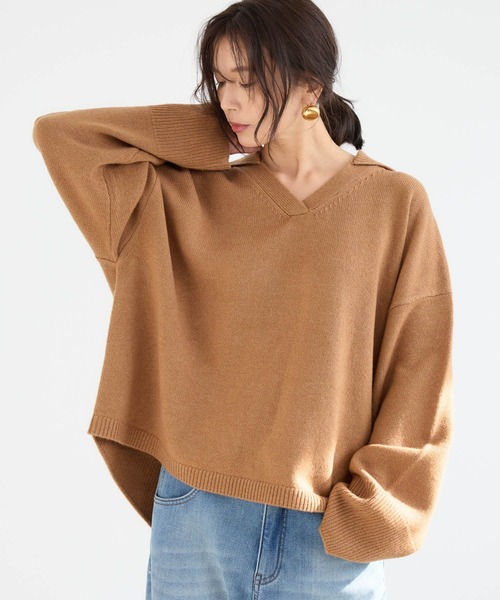 BARNYARDSTORM(バンヤードストーム)の「BARNYARDSTORM / セーラースキッパーニット(ニット/セーター・レディース・グレー/キャメル・FREE)」の3枚目の写真