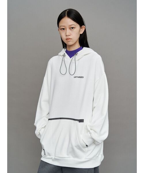 UN3D.（アンスリード）の「ARM COVER DOCKING HOODIE / アームカバードッキングフーディー（パーカー・レディース・ホワイト/ブラック/グレー・44/38）」の2枚目の写真