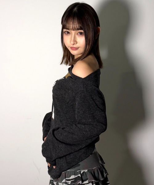 .KOM（ドットコム）の「A'GEM/9 × .kom 『.KOMZ/ドットケーオーエムゼット』NYカレッジプリントロングスリーブ（Tシャツ/カットソー・レディース・ブラウン/ブラック・FREE）」の6枚目の写真