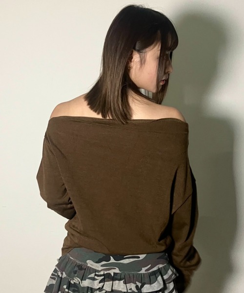 .KOM（ドットコム）の「A'GEM/9 × .kom 『.KOMZ/ドットケーオーエムゼット』NYカレッジプリントロングスリーブ（Tシャツ/カットソー・レディース・ブラウン/ブラック・FREE）」の17枚目の写真