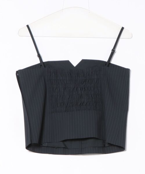 m.f.editorial(エムエフエディトリアル)の「【ストレッチ ウォッシャブル】m.f.エディトリアルレディース ピンスト ビスチェ 紺(セットアップ可能)(スーツベスト・レディース・ネイビー・MEDIUM/LARGE)」の2枚目の写真