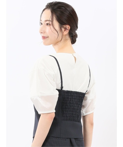 m.f.editorial(エムエフエディトリアル)の「【ストレッチ ウォッシャブル】m.f.エディトリアルレディース ピンスト ビスチェ 紺(セットアップ可能)(スーツベスト・レディース・ネイビー・MEDIUM/LARGE)」の7枚目の写真