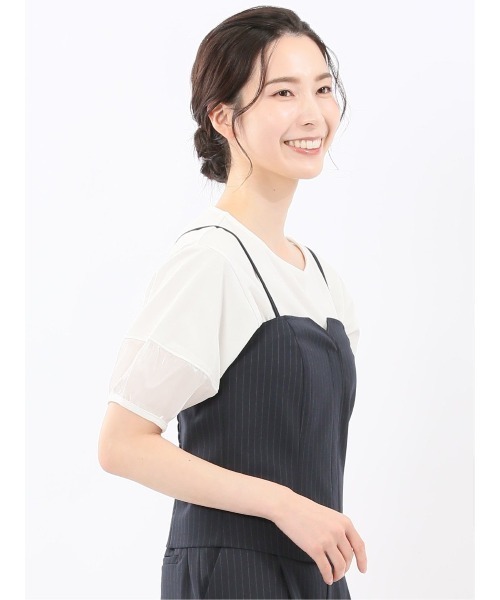 m.f.editorial(エムエフエディトリアル)の「【ストレッチ ウォッシャブル】m.f.エディトリアルレディース ピンスト ビスチェ 紺(セットアップ可能)(スーツベスト・レディース・ネイビー・MEDIUM/LARGE)」の9枚目の写真