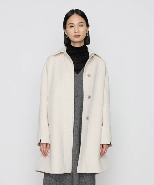 K.T KIYOKO TAKASE(キヨコタカセ)の「〔 Sサイズ 〕 アンゴラウール スタンドステンカラーコート(ステンカラーコート・レディース・ライトグレー/キナリ・5号/3号)」の1枚目の写真