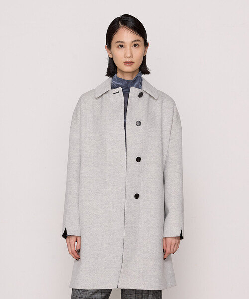 K.T KIYOKO TAKASE(キヨコタカセ)の「〔 Sサイズ 〕 アンゴラウール スタンドステンカラーコート(ステンカラーコート・レディース・ライトグレー/キナリ・5号/3号)」の5枚目の写真