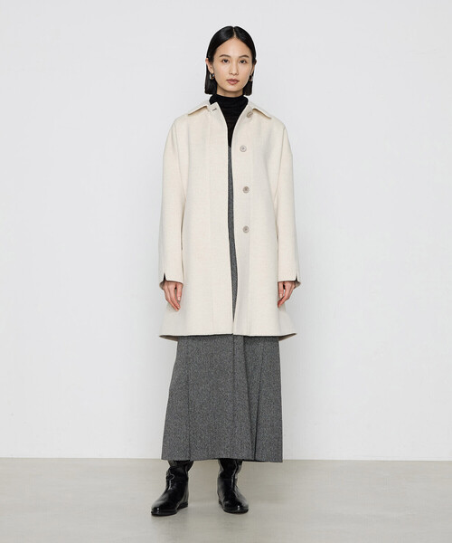 K.T KIYOKO TAKASE(キヨコタカセ)の「〔 Sサイズ 〕 アンゴラウール スタンドステンカラーコート(ステンカラーコート・レディース・ライトグレー/キナリ・5号/3号)」の6枚目の写真