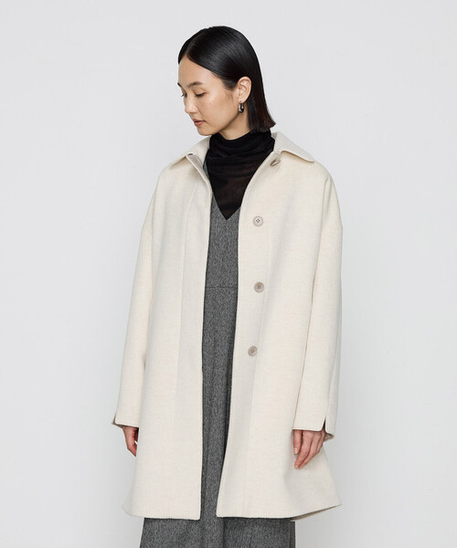 K.T KIYOKO TAKASE(キヨコタカセ)の「〔 Sサイズ 〕 アンゴラウール スタンドステンカラーコート(ステンカラーコート・レディース・ライトグレー/キナリ・5号/3号)」の8枚目の写真