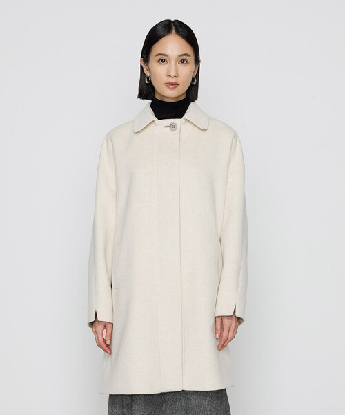 K.T KIYOKO TAKASE(キヨコタカセ)の「〔 Sサイズ 〕 アンゴラウール スタンドステンカラーコート(ステンカラーコート・レディース・ライトグレー/キナリ・5号/3号)」の9枚目の写真