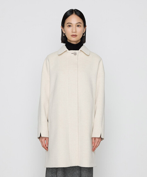 K.T KIYOKO TAKASE(キヨコタカセ)の「〔 Sサイズ 〕 アンゴラウール スタンドステンカラーコート(ステンカラーコート・レディース・ライトグレー/キナリ・5号/3号)」の10枚目の写真