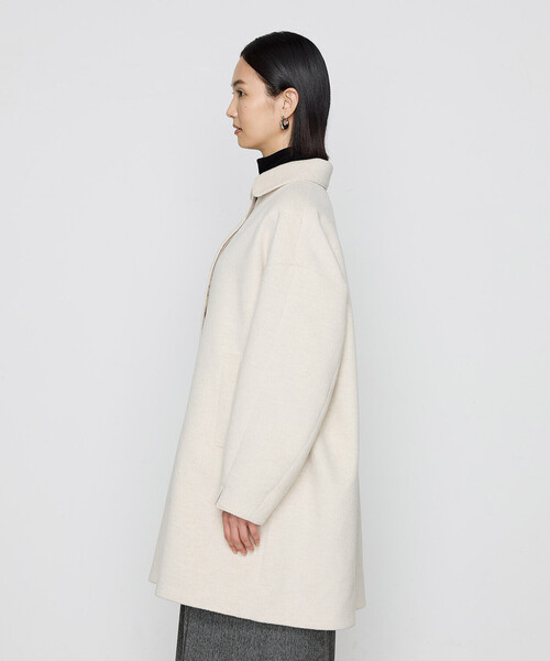 K.T KIYOKO TAKASE(キヨコタカセ)の「〔 Sサイズ 〕 アンゴラウール スタンドステンカラーコート(ステンカラーコート・レディース・ライトグレー/キナリ・5号/3号)」の11枚目の写真