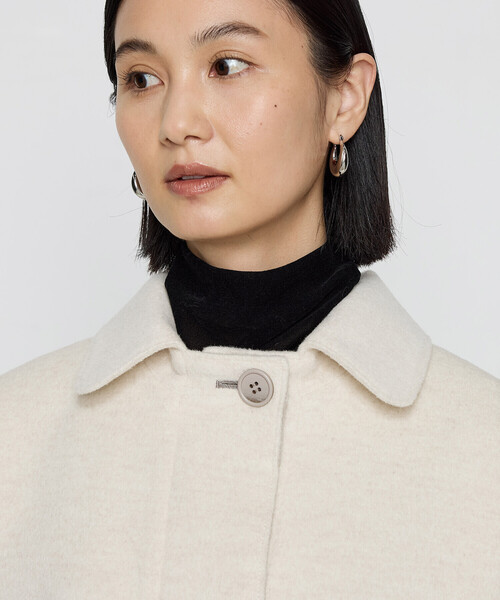 K.T KIYOKO TAKASE(キヨコタカセ)の「〔 Sサイズ 〕 アンゴラウール スタンドステンカラーコート(ステンカラーコート・レディース・ライトグレー/キナリ・5号/3号)」の13枚目の写真