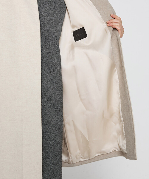 K.T KIYOKO TAKASE(キヨコタカセ)の「〔 Sサイズ 〕 アンゴラウール スタンドステンカラーコート(ステンカラーコート・レディース・ライトグレー/キナリ・5号/3号)」の17枚目の写真