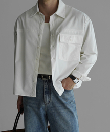 BOWLOW PRODUCT（バウロープロダクト）の「Stripe One Pocket Crop Shirt [Ivory]（シャツ/ブラウス）」