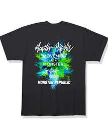 バックペインティングミックスグリーンTシャツブラック