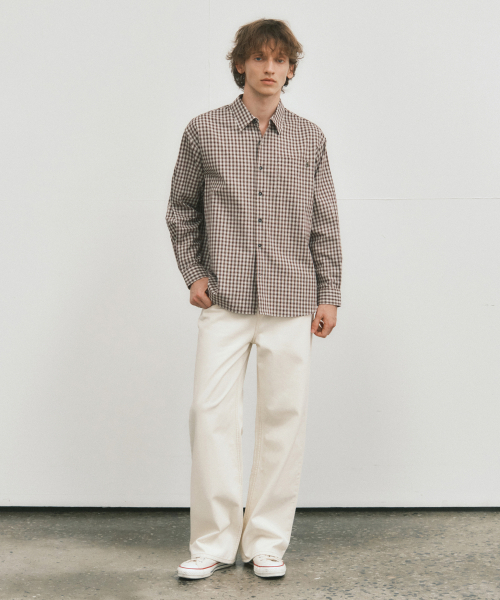 WEDNESDAY OASIS（ウェンズデーオアシス）の「ボホールギンガムチェックシャツ_BROWN(W25-SH03)（シャツ/ブラウス・メンズ・ブラウン・MEDIUM/LARGE）」の2枚目の写真