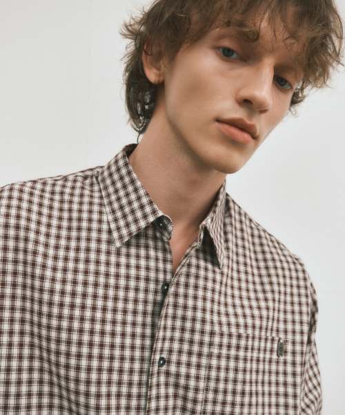 WEDNESDAY OASIS（ウェンズデーオアシス）の「ボホールギンガムチェックシャツ_BROWN(W25-SH03)（シャツ/ブラウス・メンズ・ブラウン・MEDIUM/LARGE）」の3枚目の写真