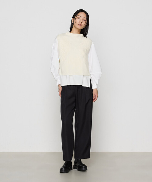 Gabardine K.T(ギャバジンケーティー)の「〔 +サイズ 〕 ダイヤ柄 ニットベスト(ベスト・レディース・オフホワイト/グレー・13号/17号)」の3枚目の写真