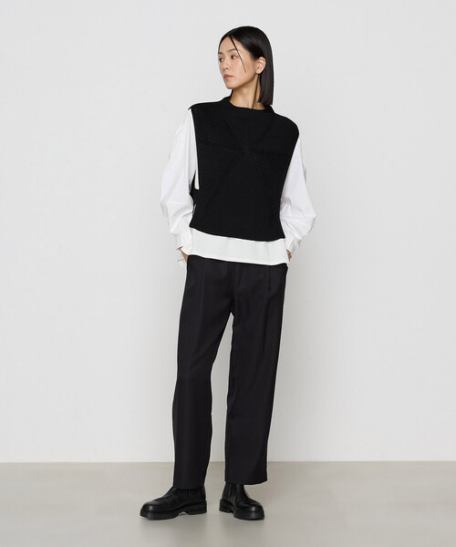 Gabardine K.T(ギャバジンケーティー)の「〔 +サイズ 〕 ダイヤ柄 ニットベスト(ベスト・レディース・オフホワイト/グレー・13号/17号)」の7枚目の写真