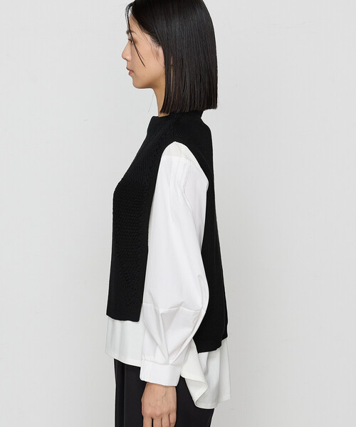 Gabardine K.T(ギャバジンケーティー)の「〔 +サイズ 〕 ダイヤ柄 ニットベスト(ベスト・レディース・オフホワイト/グレー・13号/17号)」の11枚目の写真