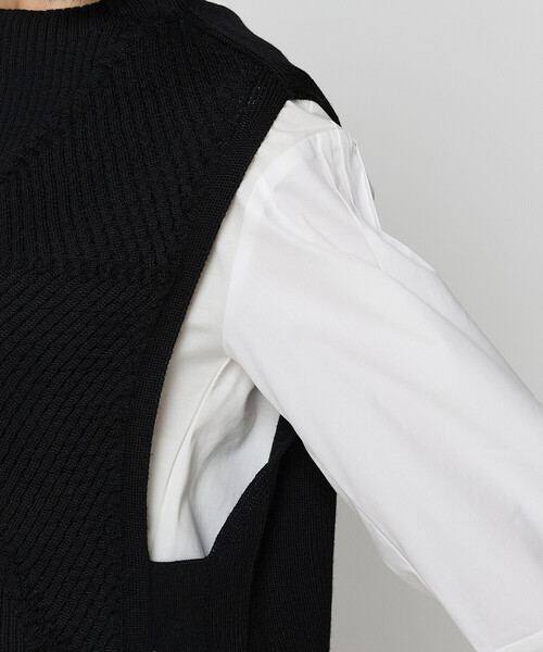 Gabardine K.T(ギャバジンケーティー)の「〔 +サイズ 〕 ダイヤ柄 ニットベスト(ベスト・レディース・オフホワイト/グレー・13号/17号)」の14枚目の写真
