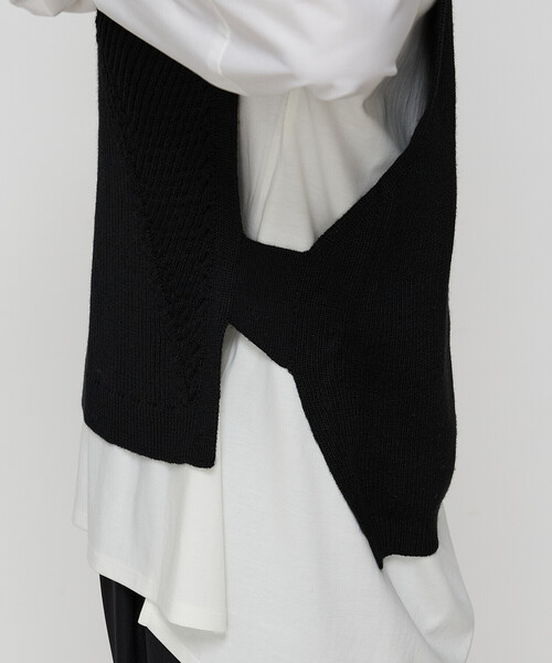 Gabardine K.T(ギャバジンケーティー)の「〔 +サイズ 〕 ダイヤ柄 ニットベスト(ベスト・レディース・オフホワイト/グレー・13号/17号)」の15枚目の写真