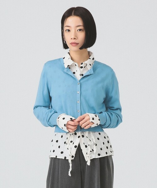 Ray BEAMS（レイビームス）の「14ゲージ ショート丈 クルーネック カーディガン（カーディガン/ボレロ・レディース・サックスブルー/イエロー/ブラック・ONE SIZE）」の3枚目の写真