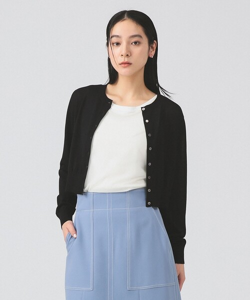 Ray BEAMS（レイビームス）の「14ゲージ ショート丈 クルーネック カーディガン（カーディガン/ボレロ・レディース・サックスブルー/イエロー/ブラック・ONE SIZE）」の6枚目の写真