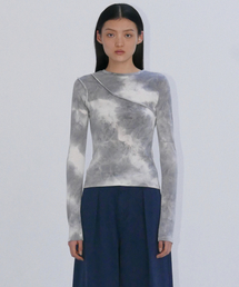 CUT-OUT TIEDYE T-SHIRTS - GREY
