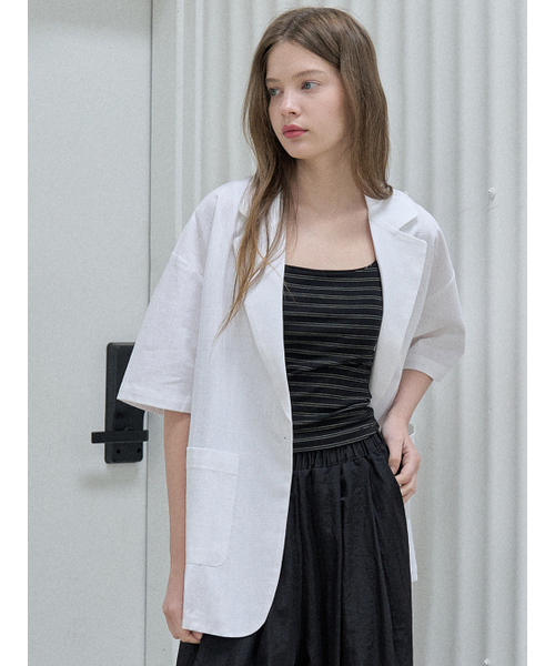 AVANT-G(アバン)の「Linen Overfit Basic Tailored Jacket - White(テーラードジャケット・レディース・その他・FREE)」の7枚目の写真