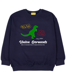 ダイノガーメンツ 裏毛 オーバーサイズ スウェットTシャツ ネイビー