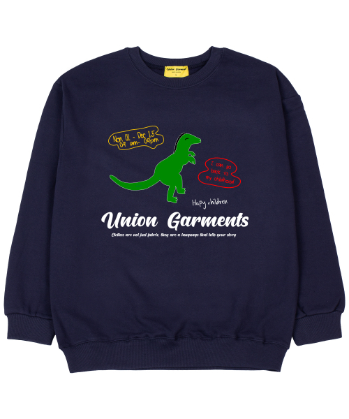 Union Garments(ユニオンガーメンツ)の「ダイノガーメンツ 裏毛 オーバーサイズ スウェットTシャツ ネイビー(スウェット・レディース・その他・MEDIUM/LARGE/X-LARGE/XX-LARGE)」の1枚目の写真