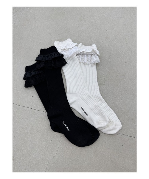 silent(and)（サイレントアンド）の「silent(and) frill socks（ソックス/靴下・レディース・ホワイト/ブラック・FREE）」の3枚目の写真