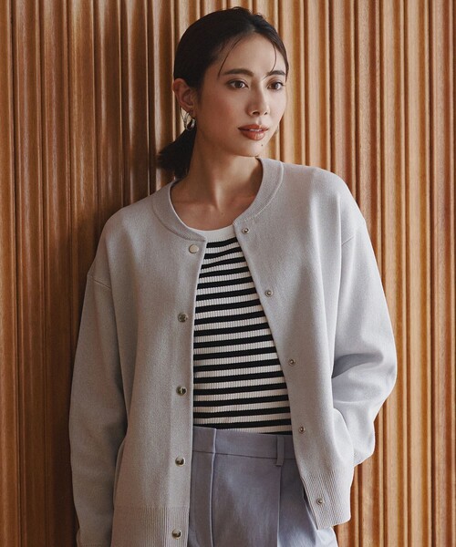 ICB（アイシービー）の「4×2リブ プルオーバーカットソー（Tシャツ/カットソー・レディース・ネイビー系1/アイボリー系/ダルブルー系1/ブラック系・LARGE/X-LARGE）」の3枚目の写真