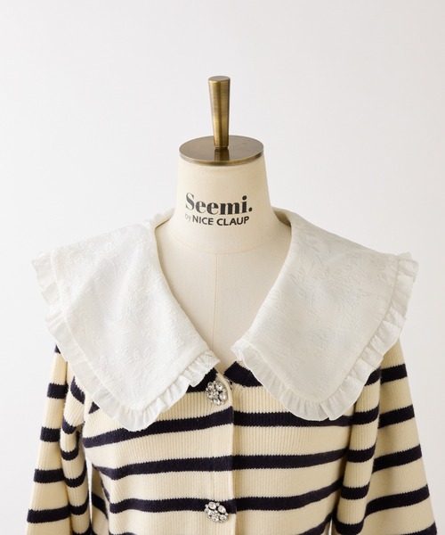 Seemi. byNICECLAUP（ シーミーバイナイスクラップ）の「【Seemi.】襟付きニット（ニット/セーター・レディース・杢グレー/ホワイト×ネイビー/ミント・FREE）」の18枚目の写真