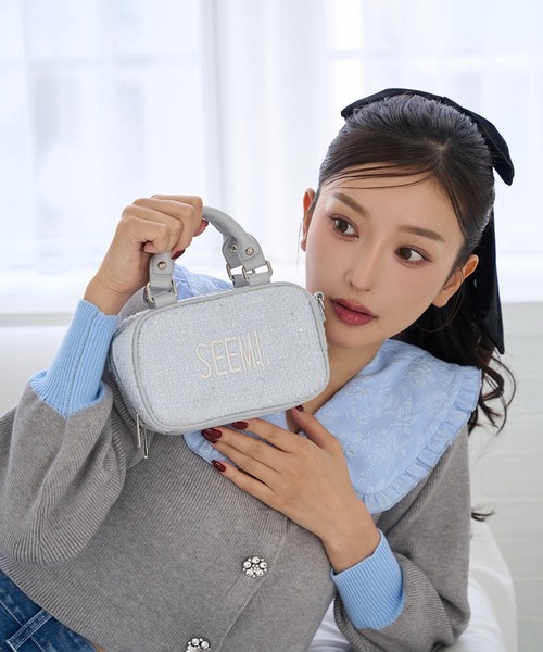 Seemi. byNICECLAUP（ シーミーバイナイスクラップ）の「【Seemi.】襟付きニット（ニット/セーター・レディース・杢グレー/ホワイト×ネイビー/ミント・FREE）」の12枚目の写真