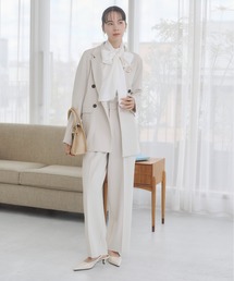 ANGIE（アンジー）の「【オケージョン対応 / セレモニー対応 / セットアップ対応】タック センタープレス ワイド ストレートパンツ（スラックス）」