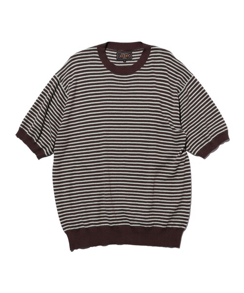 BEAMS PLUS（ビームスプラス）の「Knit Tee Dot Pattern Jacquard（Tシャツ/カットソー・メンズ・ブラウン/ネイビー/チャコールグレー・MEDIUM/LARGE/SMALL/X-LARGE）」の3枚目の写真