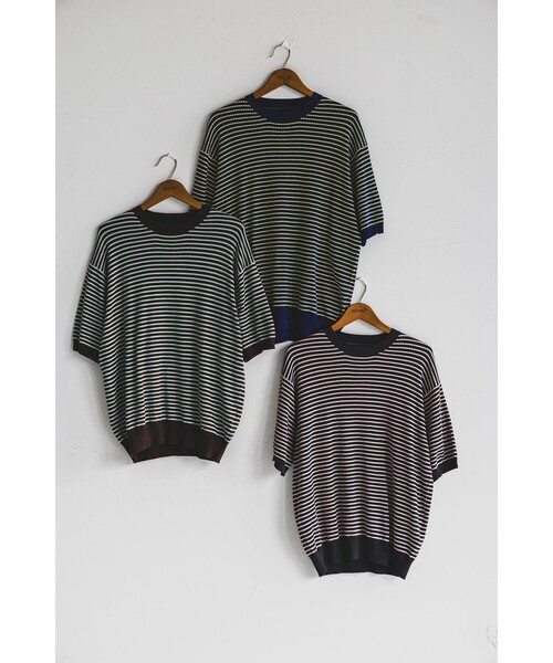 BEAMS PLUS（ビームスプラス）の「Knit Tee Dot Pattern Jacquard（Tシャツ/カットソー・メンズ・ブラウン/ネイビー/チャコールグレー・MEDIUM/LARGE/SMALL/X-LARGE）」の4枚目の写真
