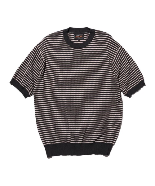 BEAMS PLUS（ビームスプラス）の「Knit Tee Dot Pattern Jacquard（Tシャツ/カットソー・メンズ・ブラウン/ネイビー/チャコールグレー・MEDIUM/LARGE/SMALL/X-LARGE）」の7枚目の写真