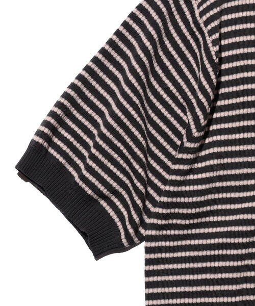 BEAMS PLUS（ビームスプラス）の「Knit Tee Dot Pattern Jacquard（Tシャツ/カットソー・メンズ・ブラウン/ネイビー/チャコールグレー・MEDIUM/LARGE/SMALL/X-LARGE）」の9枚目の写真
