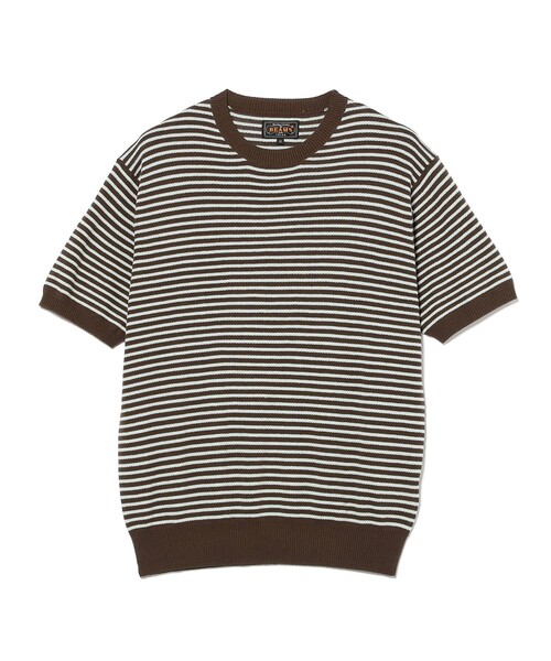 BEAMS PLUS（ビームスプラス）の「Knit Tee Dot Pattern Jacquard（Tシャツ/カットソー・メンズ・ブラウン/ネイビー/チャコールグレー・MEDIUM/LARGE/SMALL/X-LARGE）」の22枚目の写真