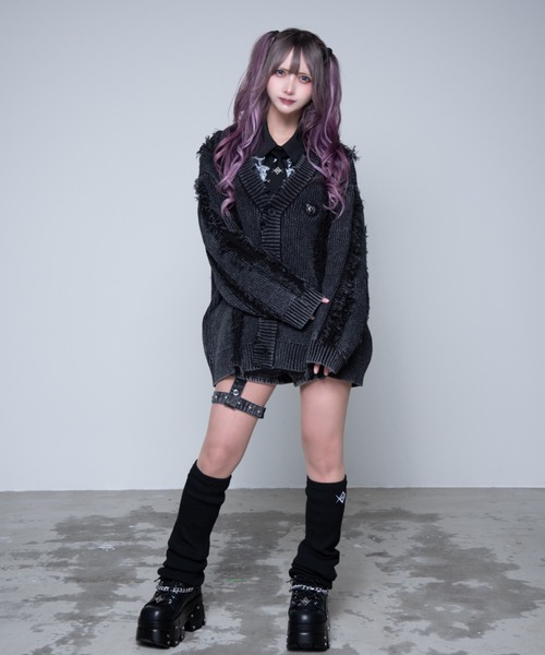 REFLEM(レフレム)の「『REFLEM/レフレム』フリンジニットカーディガン(カーディガン/ボレロ・レディース・グレー/ブラック・FREE)」の14枚目の写真