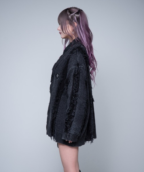 REFLEM(レフレム)の「『REFLEM/レフレム』フリンジニットカーディガン(カーディガン/ボレロ・レディース・グレー/ブラック・FREE)」の11枚目の写真