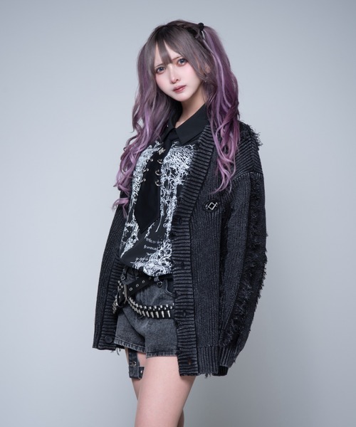 REFLEM(レフレム)の「『REFLEM/レフレム』フリンジニットカーディガン(カーディガン/ボレロ・レディース・グレー/ブラック・FREE)」の10枚目の写真